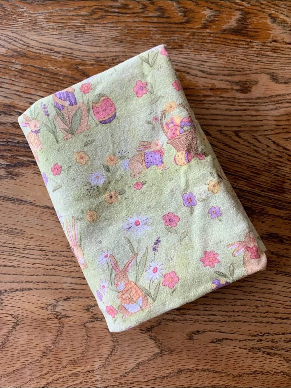 vintage style whimsical pillowcase pastel Easter bunny florals soft green